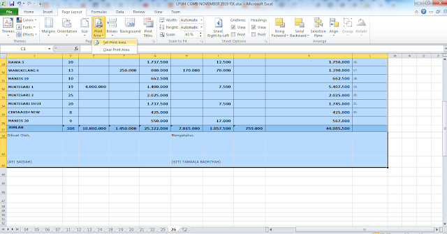 Print Area di Exel