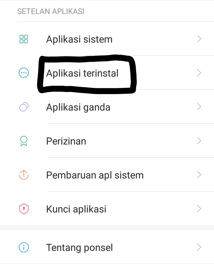 Pilih Aplikasi Terinstall