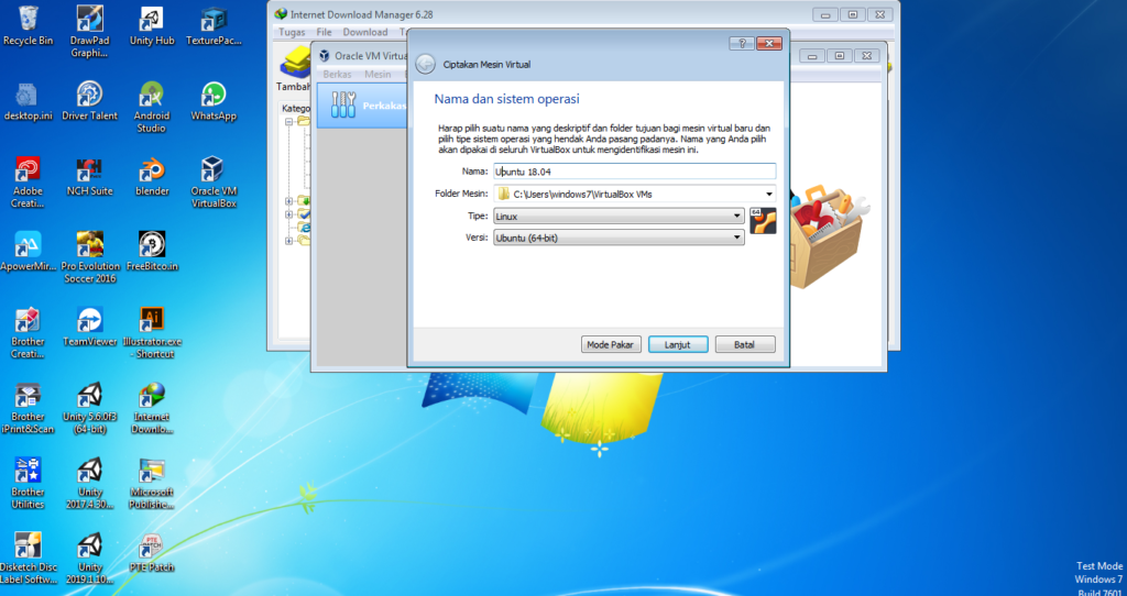 membuat sistem di virtualbox