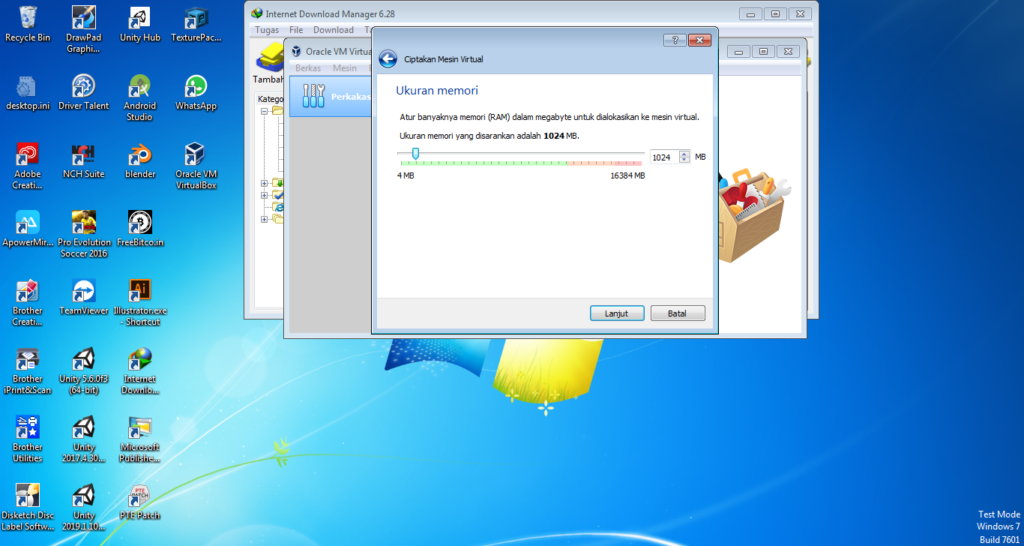 membuat virtual ram di Virtualbox