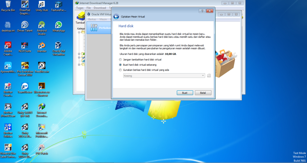 Membuat Hardisk di Virtualbox