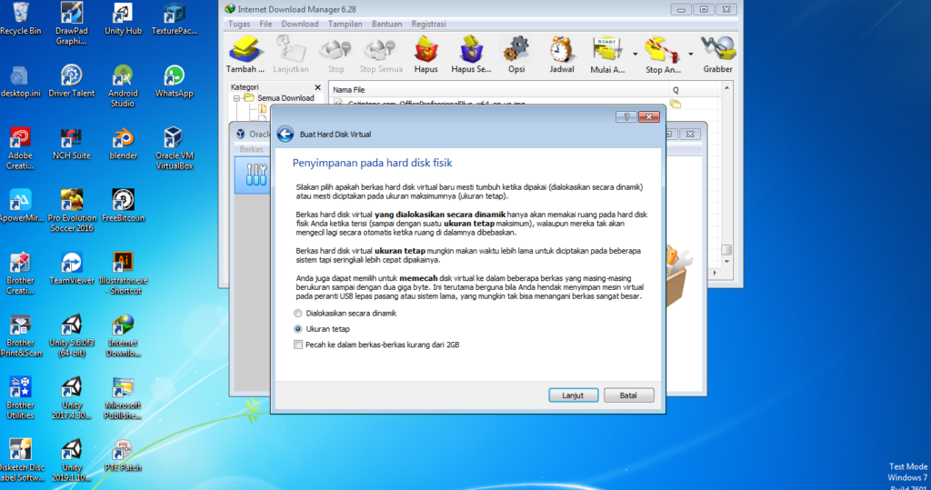 membuat tipe penyimpanan hard disk