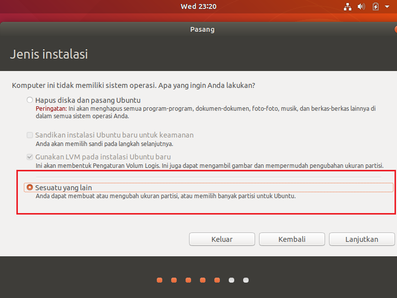 jenis instalasi di Virtualbox