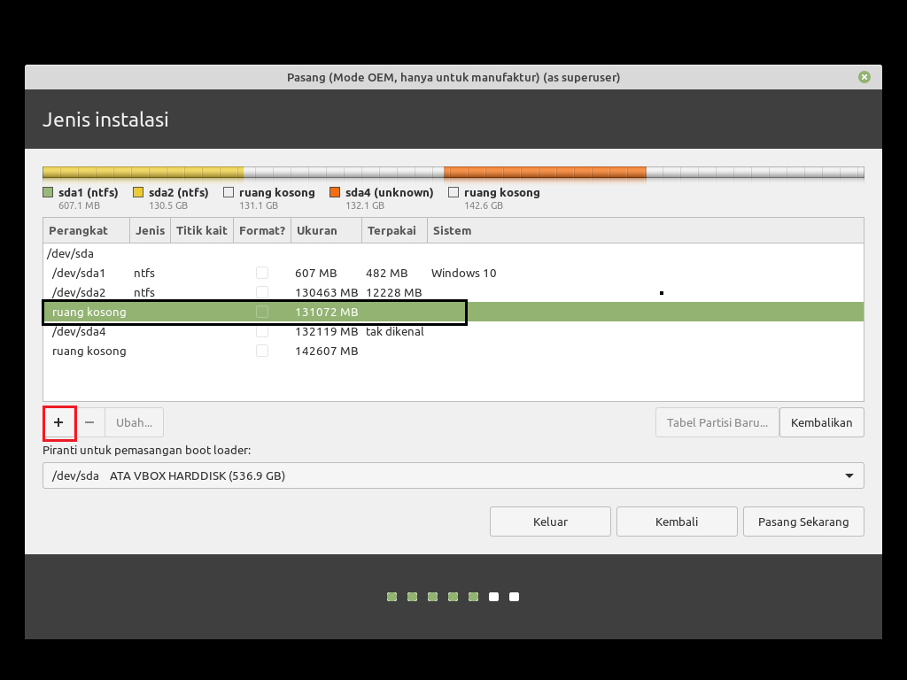 format partisi dual boot