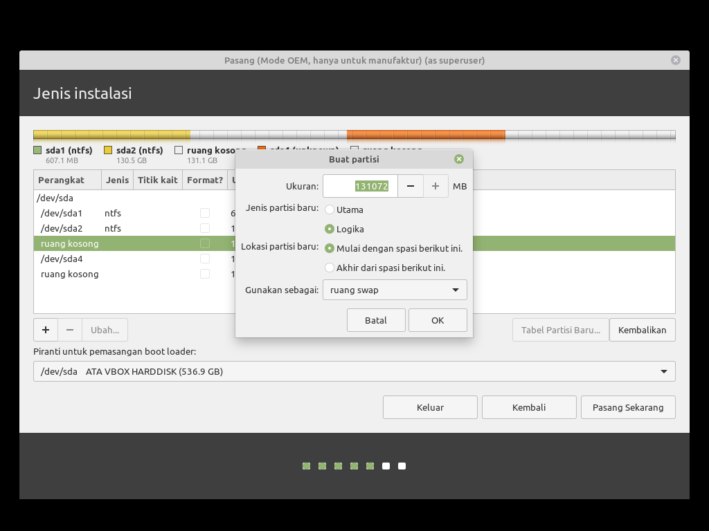 format partisi linux mint