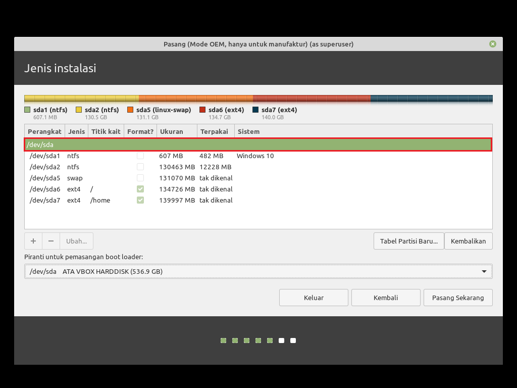 Untuk menginstal linux mint dual boot