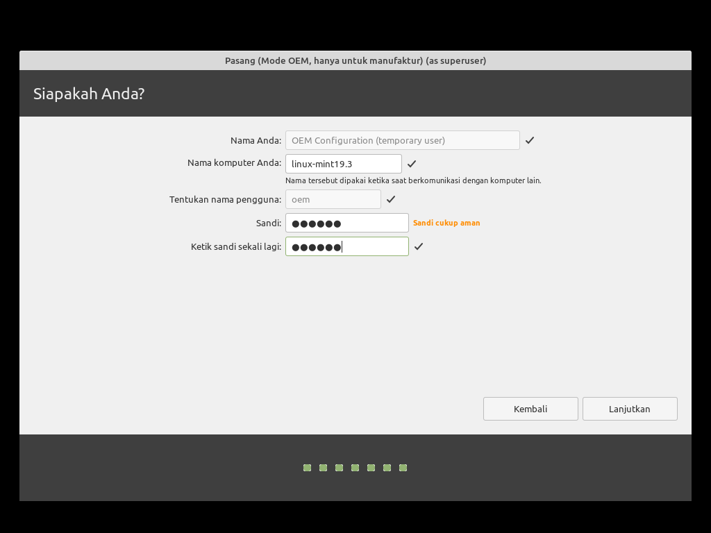 membuat kata sandi linux mint