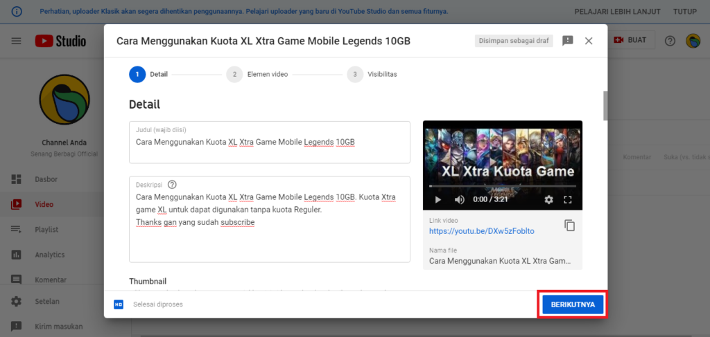 Cara Membuat deskripsi pada youtube