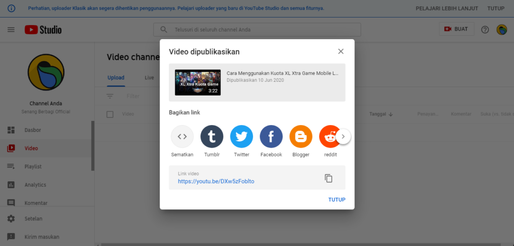 Upload Video di Youtube terbaru