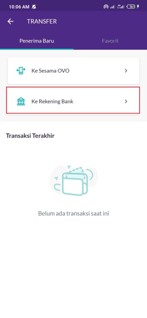 Transfer antar bank dari Aplikasi OVO