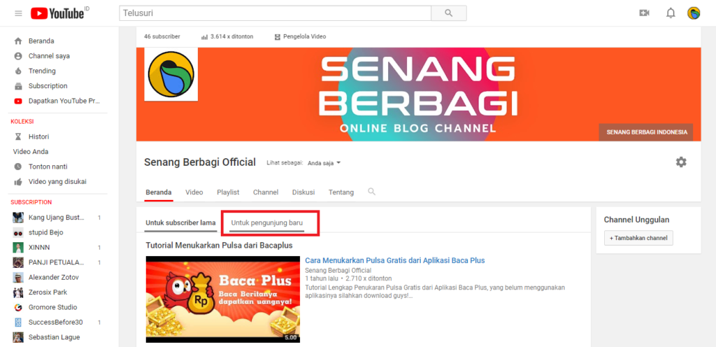 menubah video play di Channel Youtube