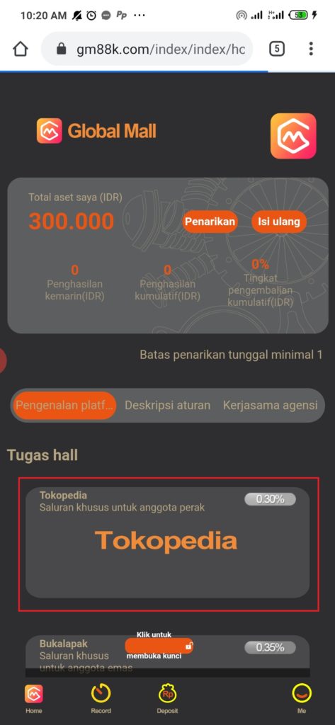 Cara Mendapatkan Uang Gratis dari Aplikasi Global Mall Android