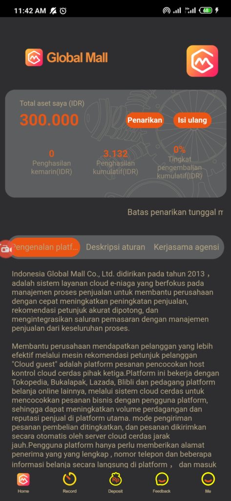 Cara Mendapatkan Uang Gratis dari Aplikasi Global Mall Android