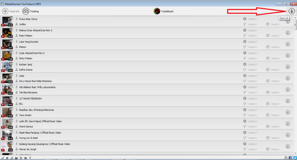 cara download semua lagu mp3 di Youtube sekali klik