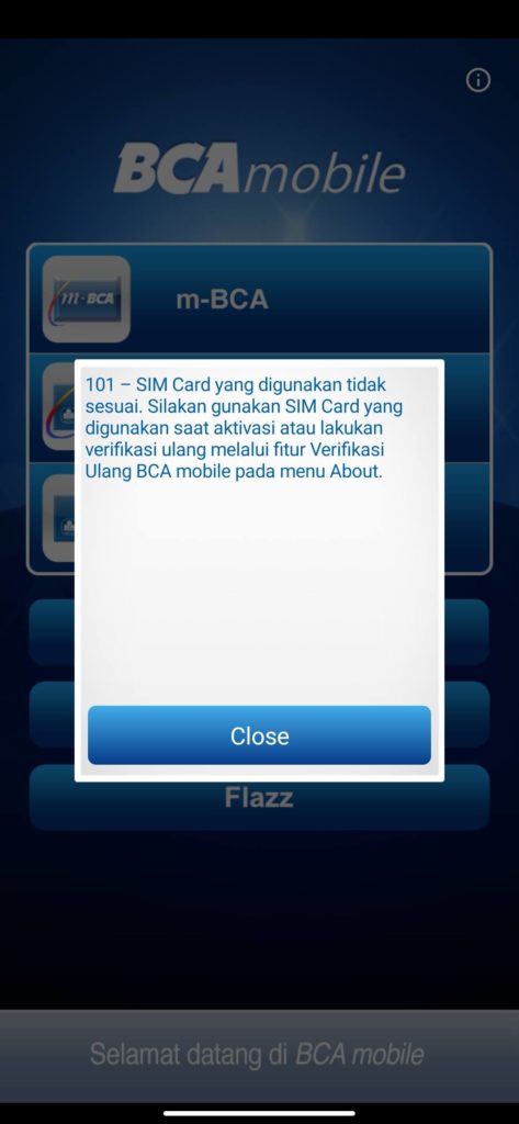 Cara Mengatasi Sim Card Tidak Sesuai Pada BCA Mobile