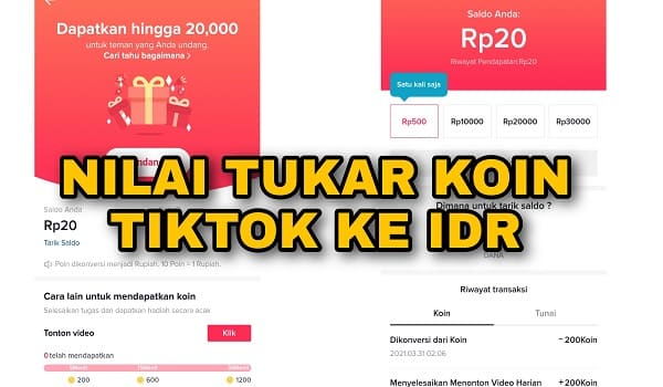 1000 Koin Aplikasi TikTok Berapa Rupiah