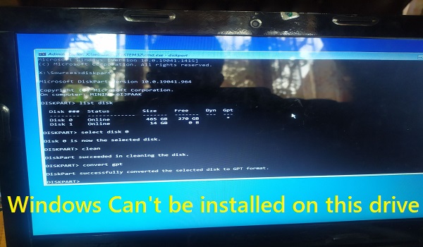 Cara Mengatasi Windows Cant be installed on this drive Saat Instal Laptop