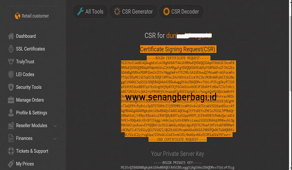 Contoh CSR untuk SSL baru di generate