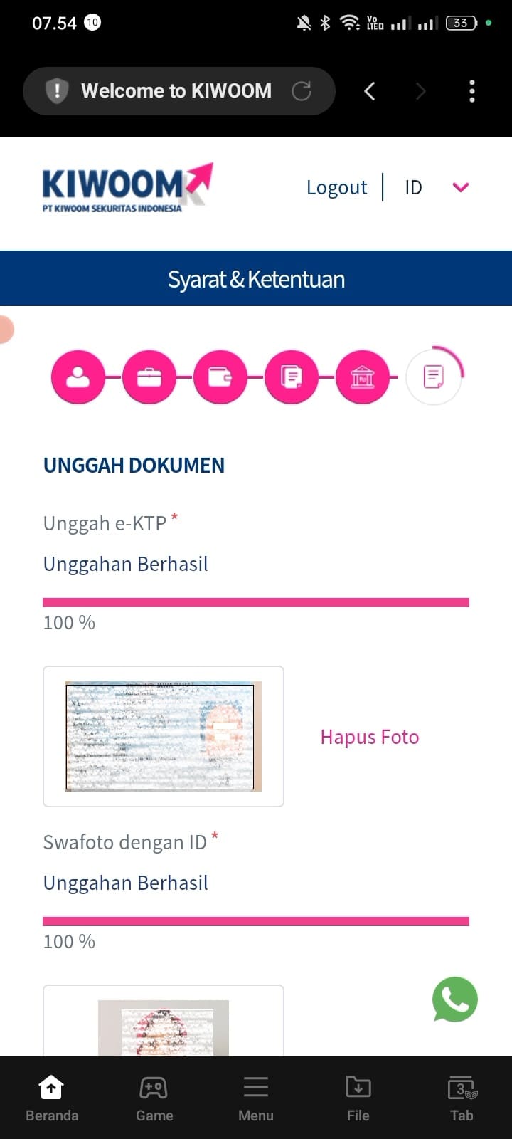 cara verifikasi kyc di kiwoom