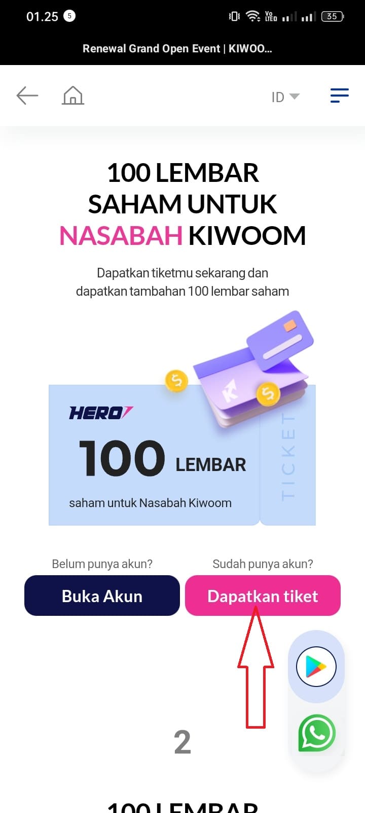 Saham gratis dari Kiwoom