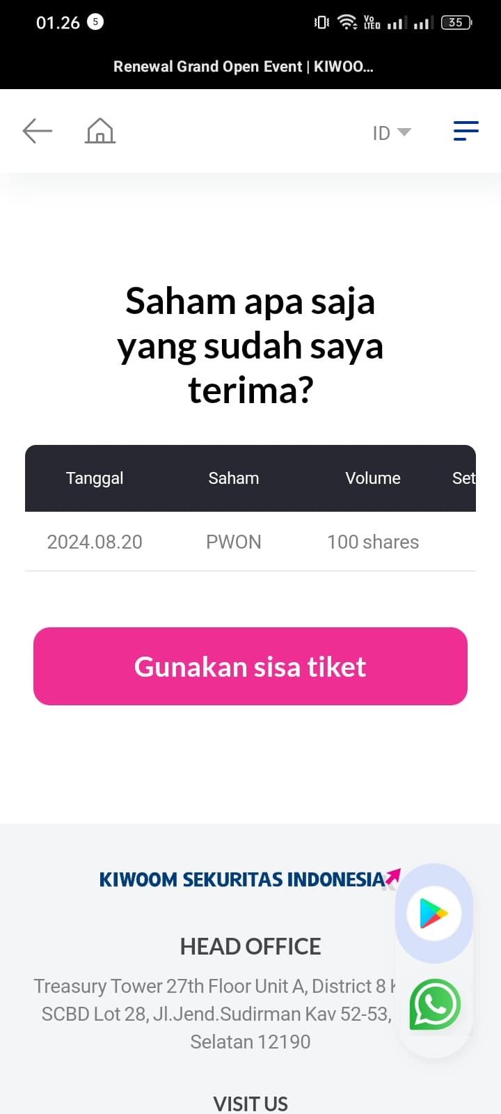 hadiah 100 saham gratis dari kiwoom