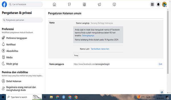 Ubah nama halaman facebook di facebook terbaru 2024