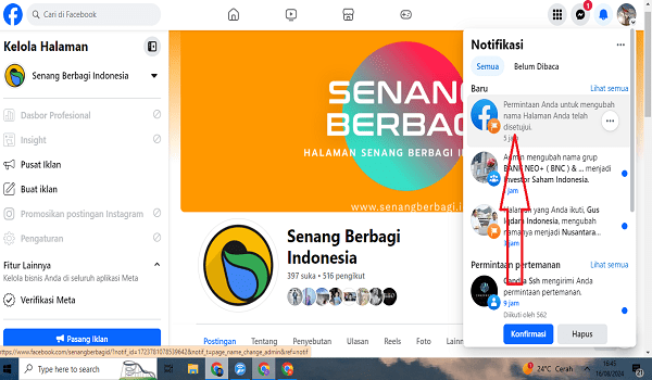 Cara Mengubah nama Halaman Facebook 2024