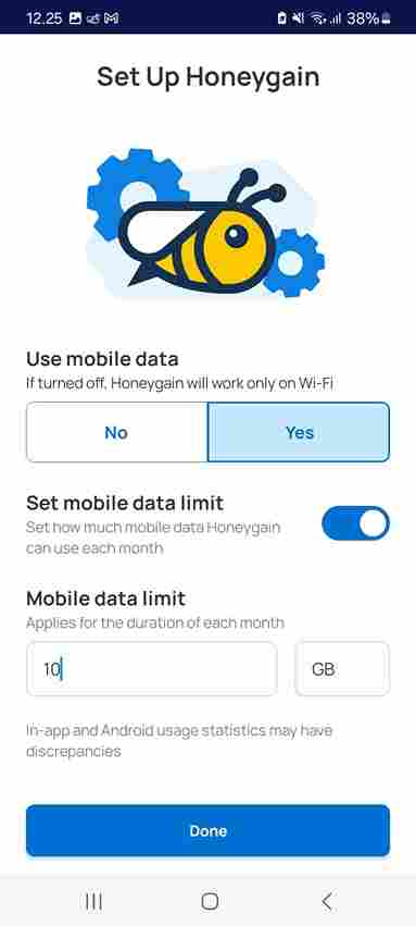 cara settings honeygain