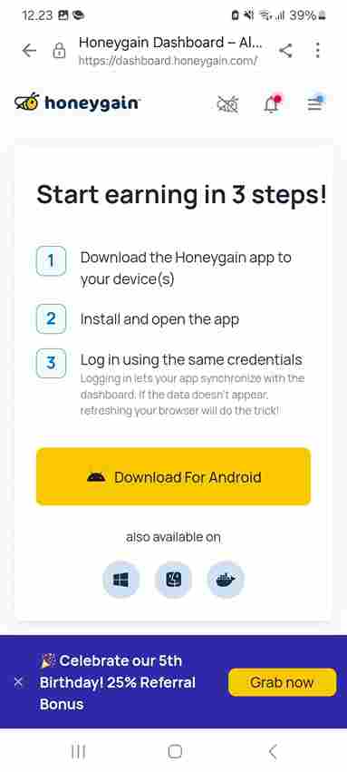 cara download aplikasi honeygain