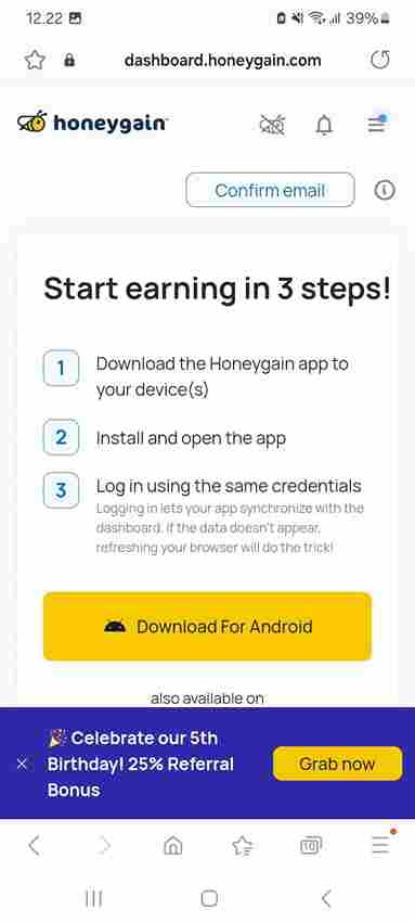 cara download aplikasi honeygain